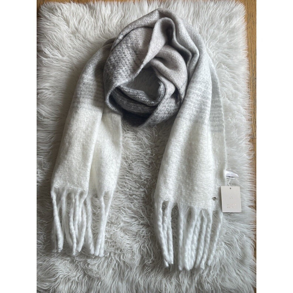 Lauren Conrad Women’s Gray Ivory Beige Blanket Warm Scarf One Size NWT $32